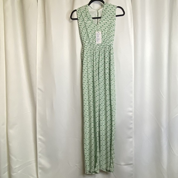 Ava Sky Pants - Ava Sky Green White Geometric Women Jumpsuit Small Jumper Jorja Green Ladder NWT
